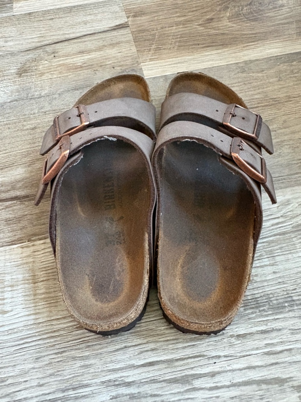 Birkenstock Brown Double-Strap Kids Sandals with Copper Buckles - Picture 2 of 6